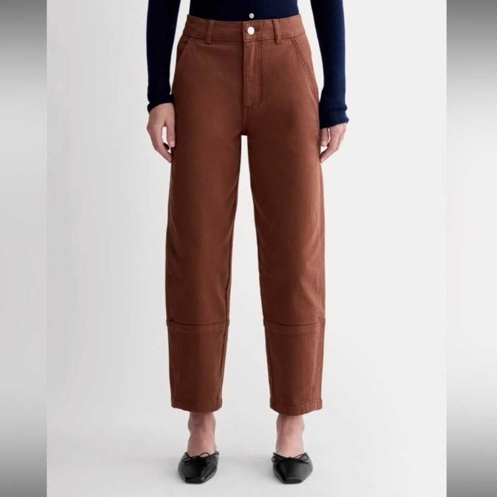 Everlane The Utility Barrel Pant Rosewood Rust Brown High Rise Cropped Size 00